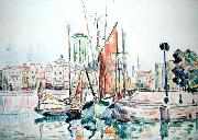 Paul Signac, La Rochelle - Boats and House